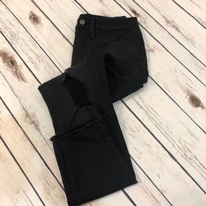 Black distressed jeans, size 4